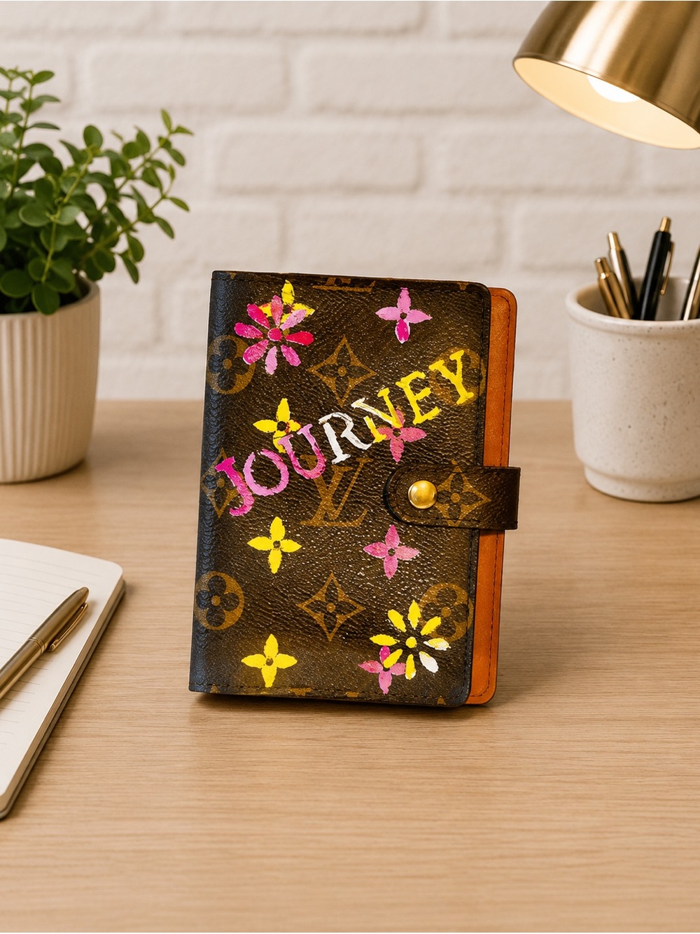 Louis Vuitton Agenda Journal Hand painted floral design